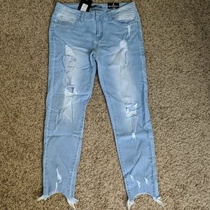 Light wash distressed jeans